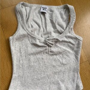 Princess Polly Light Gray Ribbed Tank Top